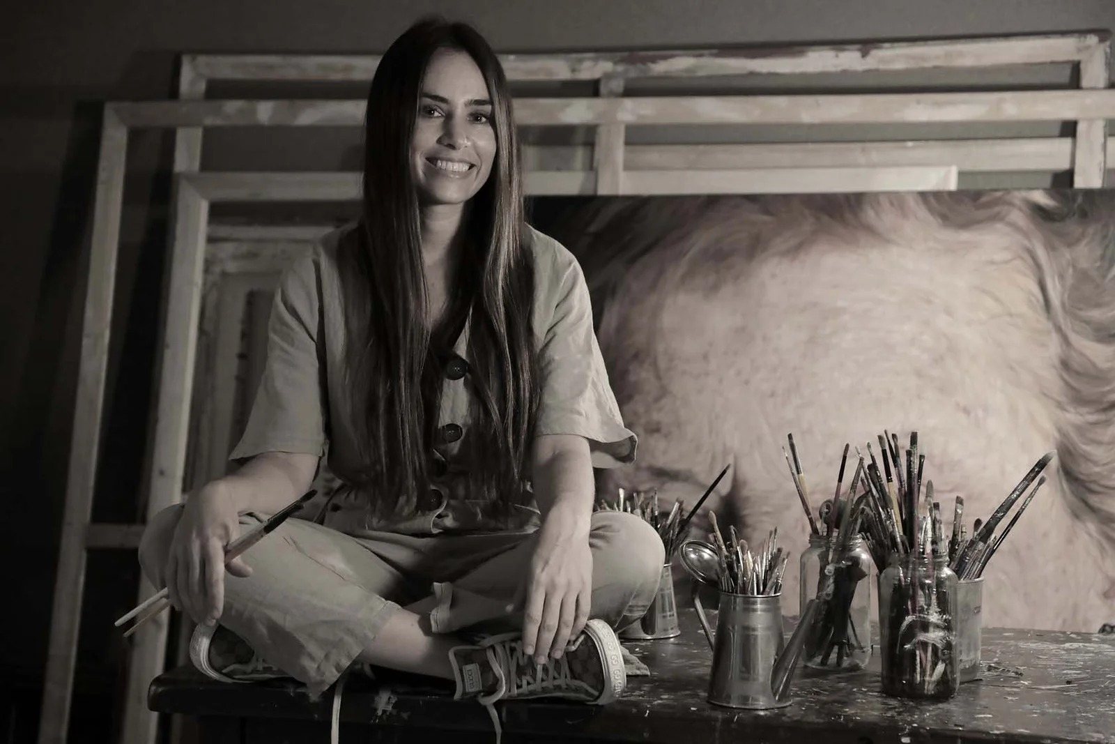 Florencia Aise in the studio