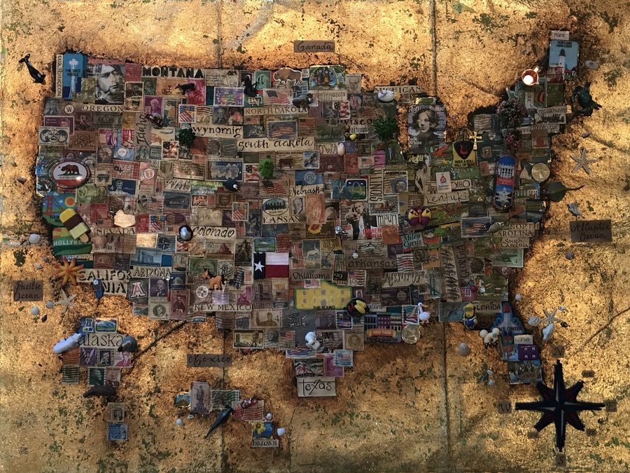 USA — Collage on canvas